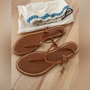 Tory Burch, tan, gold sandal